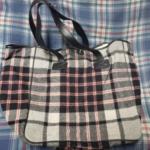 Plaid tote with small case